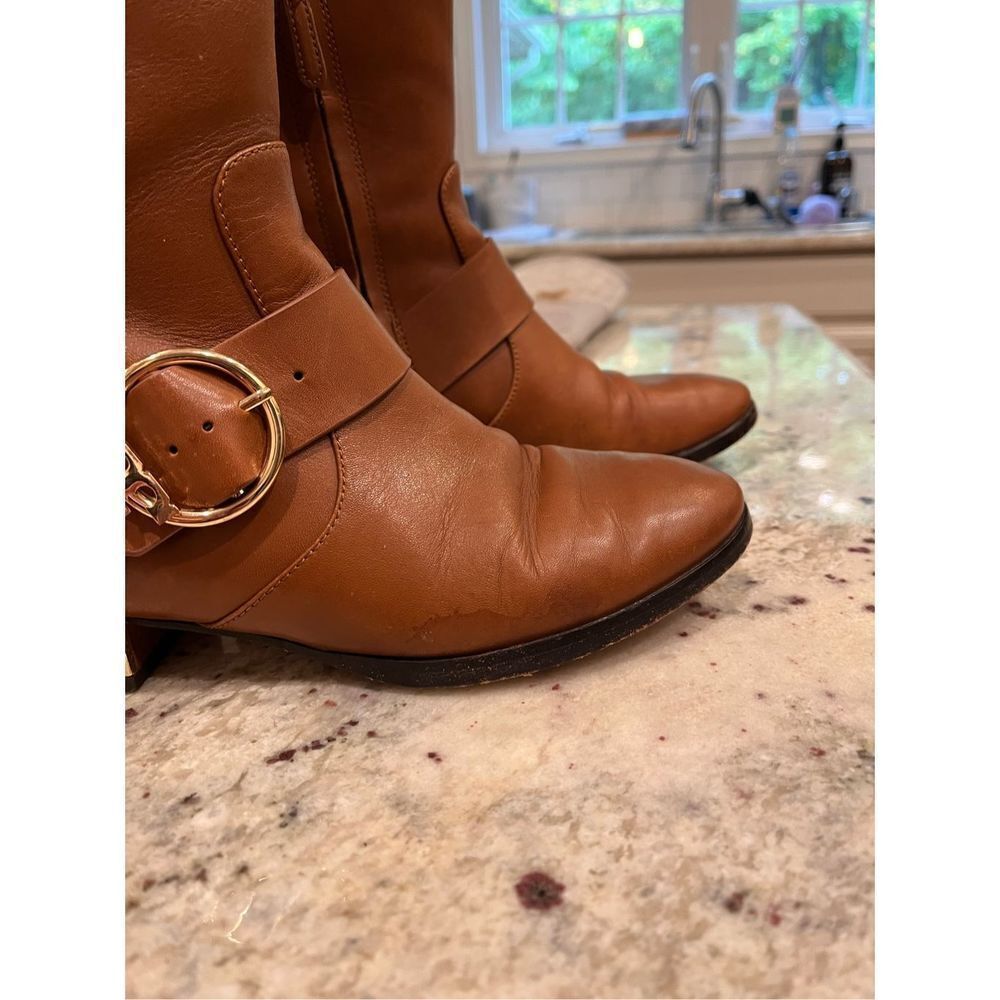 Tory Burch Sofia Brown Leather Riding Boots sz 7-1/2 - Picture 4 of 9